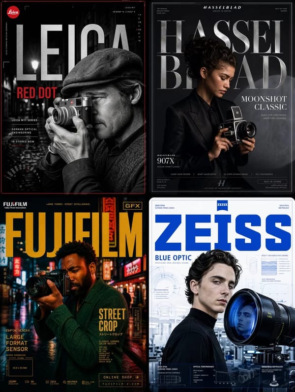 Leica Camera × Brad Pitt — "RED DOT" prompt example