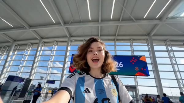 FEMALE SUBJECT APPEARANCE: Create an ultra-realistic female football travel vlogger with a cheerful… prompt example