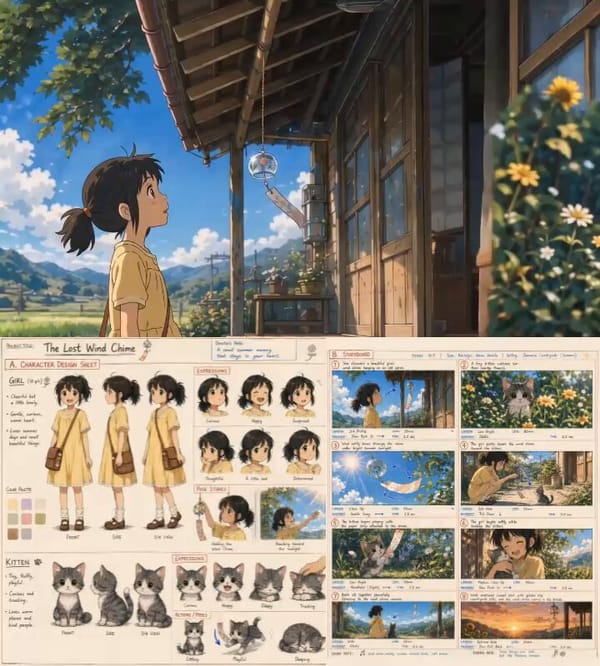 TITLE The Lost Wind Chime REFERENCE Use the uploaded storyboard board and character sheet as th…