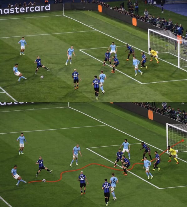 Create a realistic cinematic football video based on the reference image. Remove the red direct…