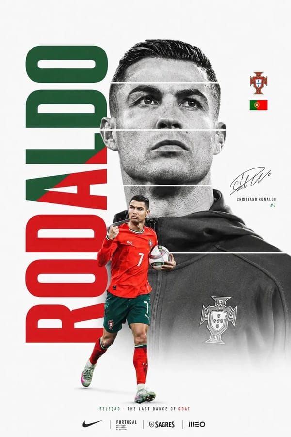 Create a premium FIFA World Cup poster design featuring a legendary football superstar. Minimalist… prompt example
