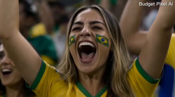Ultra-realistic cinematic live-action FIFA World Cup 2026 match. Massive sold-out stadium packe…