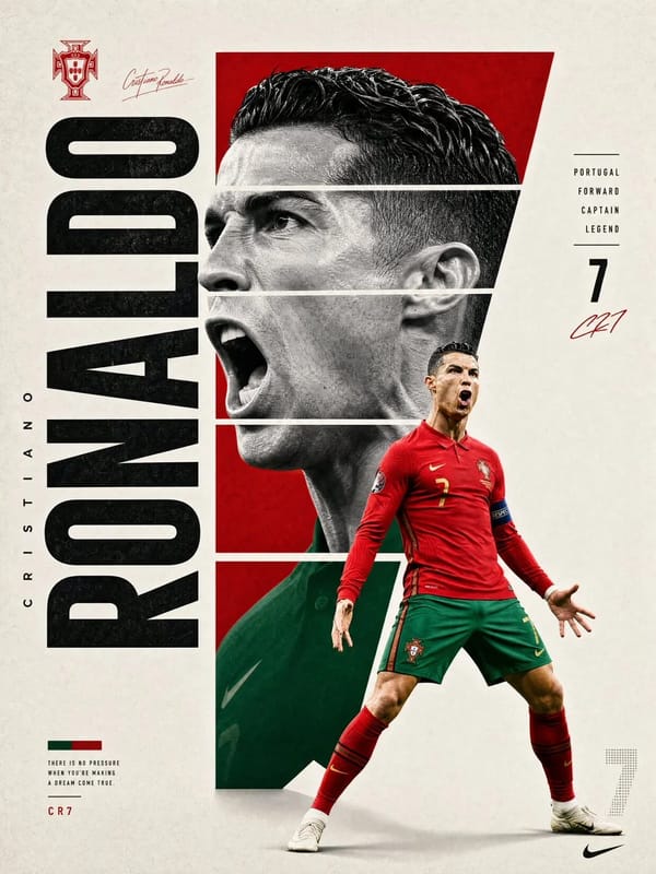 A professional sports graphic design poster of [Player Name], designed in a clean, modern, and mini… prompt example