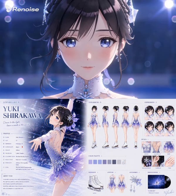 Preserve the exact appearance from the reference image. Large blue eyes, delicate facial featur…