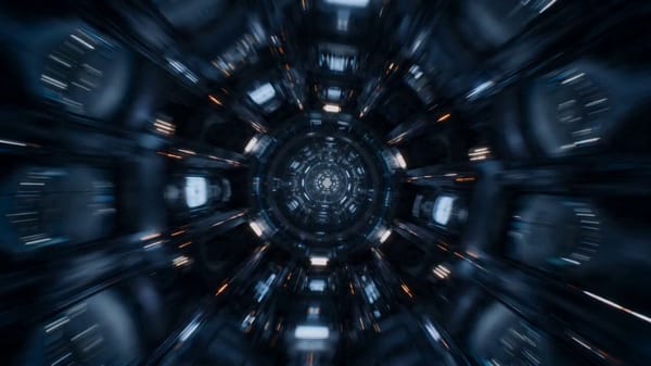The camera races through a gigantic machine that manufactures realities. Every chamber contains a c… prompt example