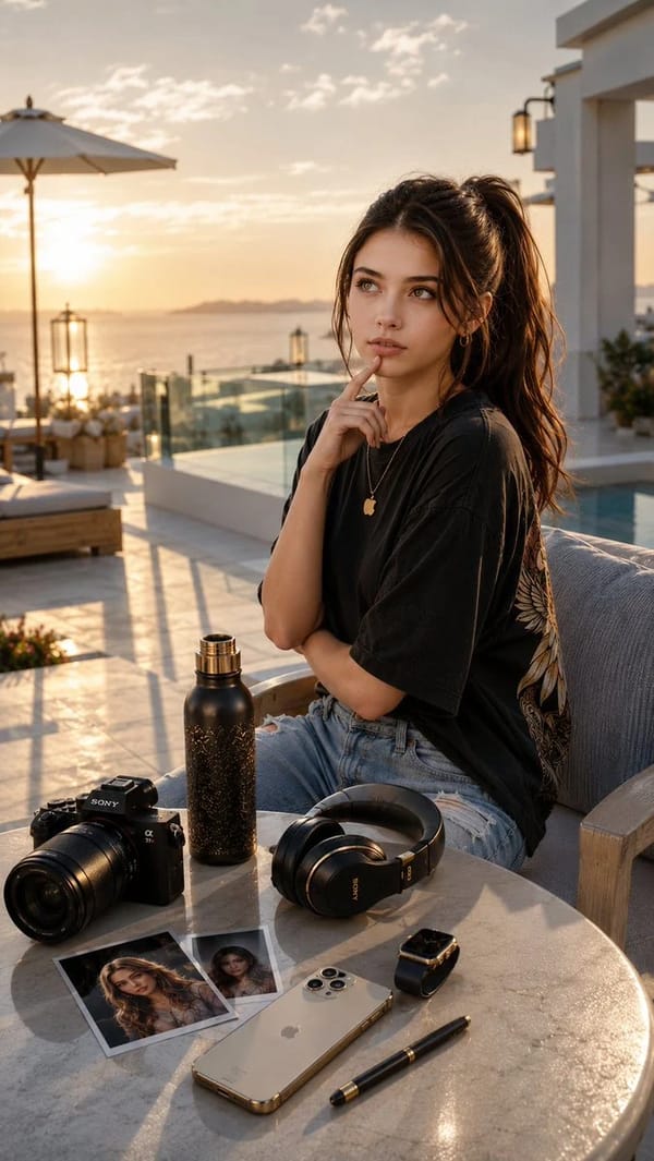 Ultra-realistic IMAX-level Netflix-style cinematic luxury terrace portrait, 9:16 vertical compo…