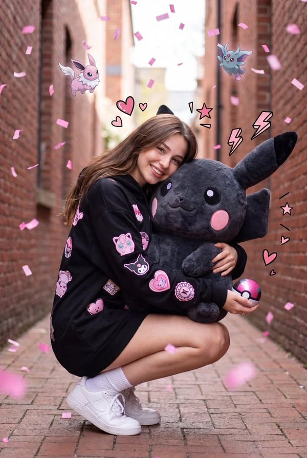 A hyper-realistic full-body portrait of a cute young woman crouching in a narrow urban alleyway, hu… prompt example