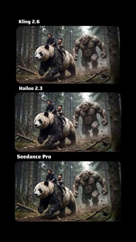 A father shielding his kid from a giant troll in a forest, then King Kong hold-up shot. Pure fa…