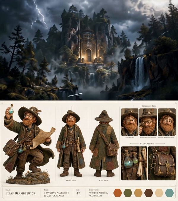 Generate a cinematic 15-second fantasy sequence using the provided 12-panel storyboard referenc…