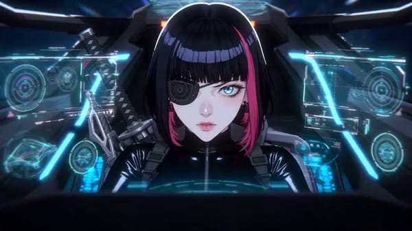 スタイル:日本の作画枚数の多いアニメ。アクション映画の技法を使ったアニメ映画。アクションシーン。 世界観:画像1のキャラクターが宇宙空間でサイバーパンクな飛行機に乗りドッグファイトの末に敵の…