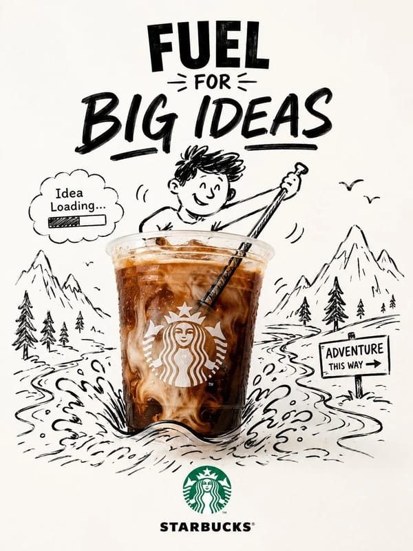 Innovative mixed-media brand campaign poster, vertical format, premium minimalist studio setup…