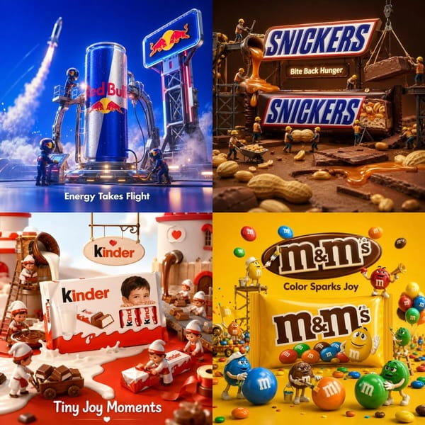 Create a premium playful 3D advertising poster for [Brand Name] using the attached brand logo as th… prompt example
