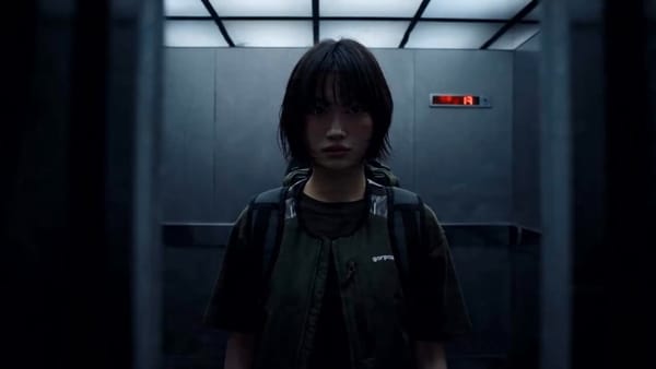 Cinematic high-action fight scene in an intense, atmospheric environment (abandoned industrial…