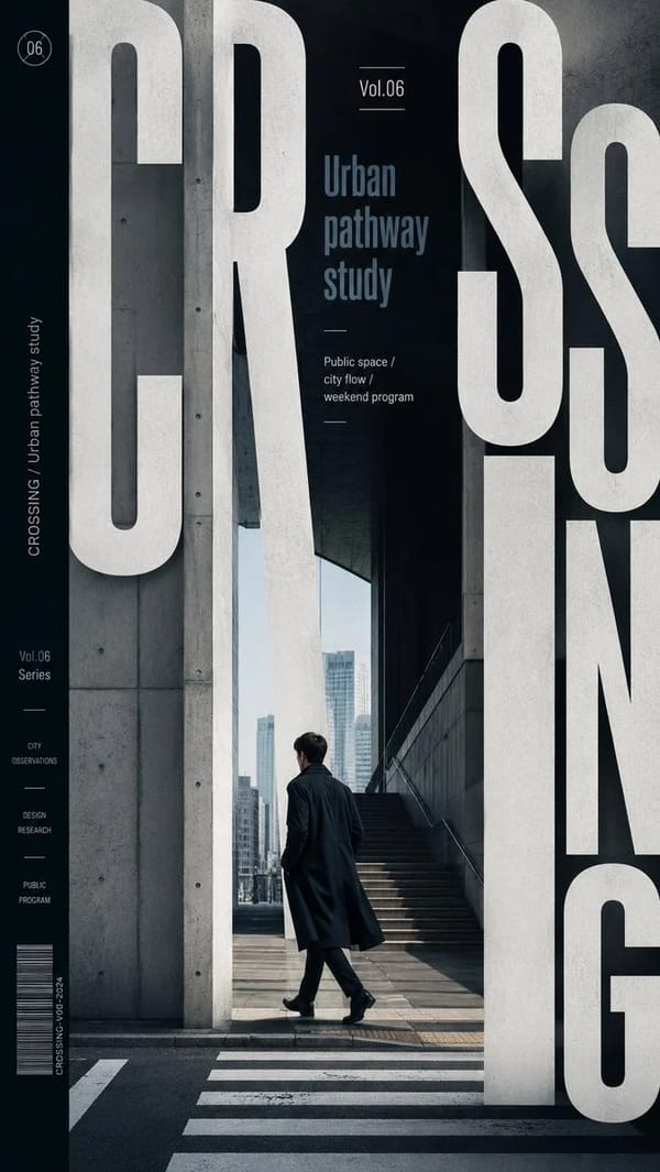 Create a high-end type-framed poster where oversized typography becomes the main visual structure. prompt example