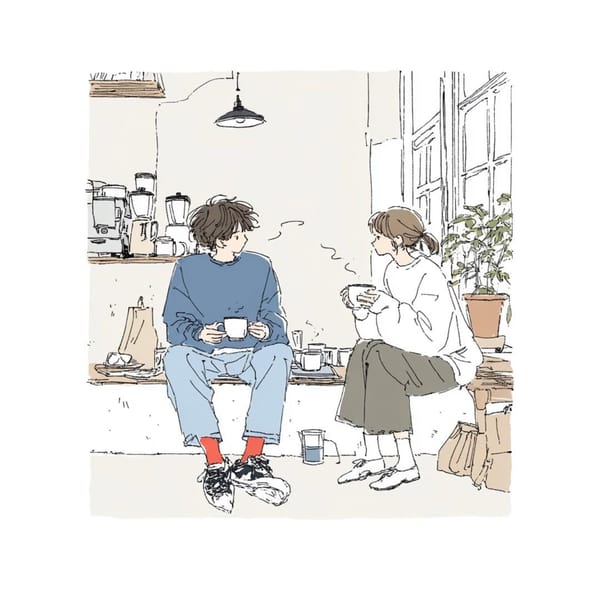 Create a delicate contemporary Japanese lifestyle illustration with a cozy slice-of-life atmosphere. prompt example