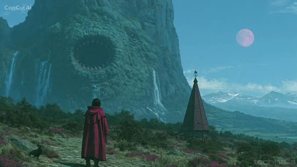 Dark epic action fantasy. The mountain is alive. A colossal ancient stone colossus erupts from…
