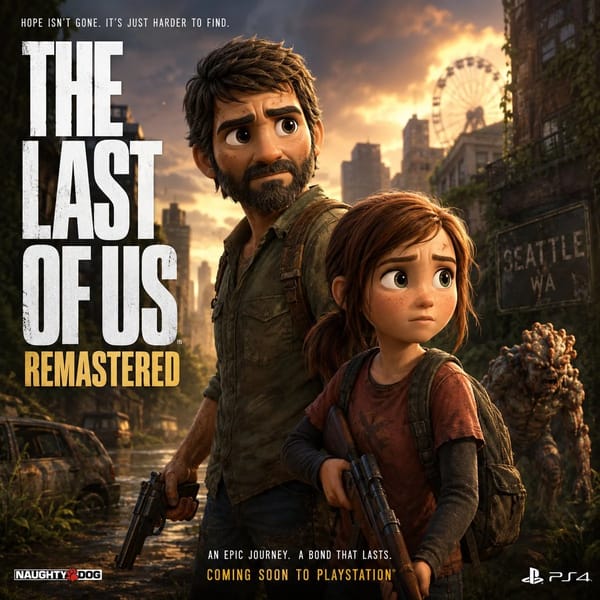 Pixar-style movie poster reimagining of the video game [Video Game]. Feature the main characters as… prompt example