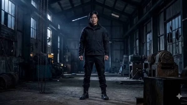 Hyper-realistic cinematic super-speed fight scene inside a massive abandoned industrial warehou…