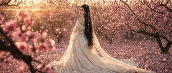 桃花开了又落，落了又开……（接住花瓣，一声轻叹）我在这片花海里，等的是一场春天，还是……一个人呢。 prompt preview