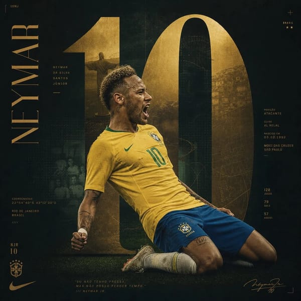 Create an award-winning Behance sports poster featuring Neymar Jr. designed by a top-tier creative… prompt example