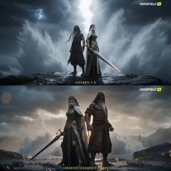 Shot 1 (0.0s–1.0s): Crash-in low — >> slashes her starlit blade across >>'s lunging snout; blade-fl… prompt example