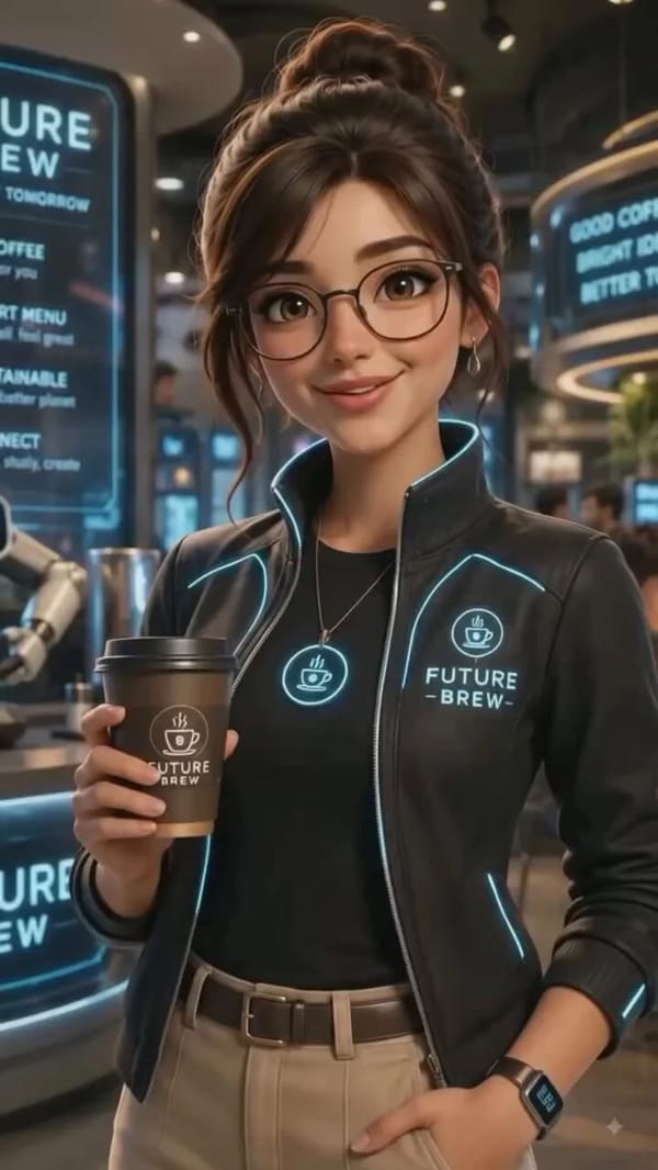 Cinematic, 3D animated style, ultra-realistic textures. A professional, friendly young woman with b… prompt example