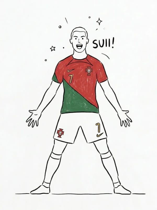 A clean minimalist hand-drawn line art illustration of a football player standing in the iconic “SU… prompt example