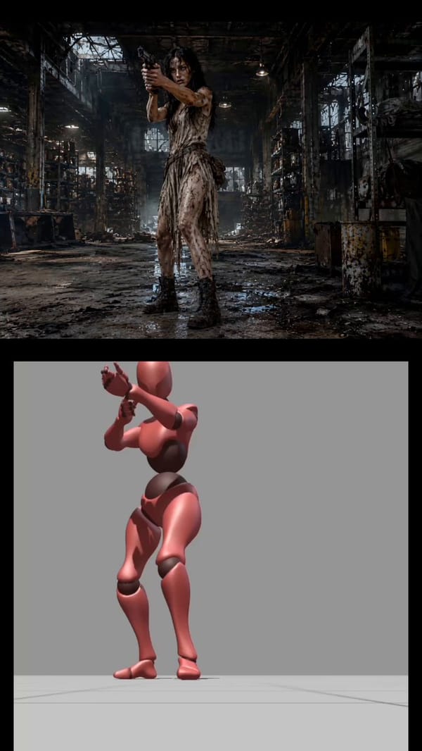 Create a cinematic survival-horror character-replacement video using the uploaded dummy referen…