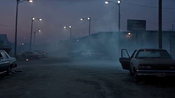 A fearless young boy sprints through a derelict, fog-choked town at dusk, firing a pump shotgun at… prompt example