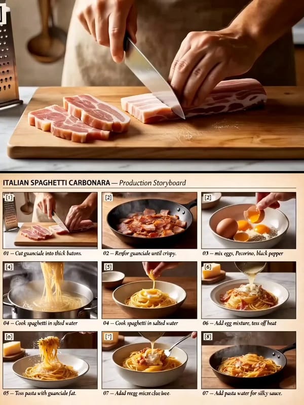 A wide horizontal storyboard layout, 16:9 aspect ratio, arranged in a clean 3x3 grid with 9 pan…