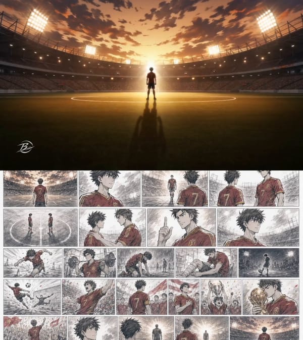IMPORTANT: Use the storyboard only as continuity guidance. Do NOT show storyboard pages, sketch…