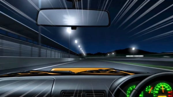 「[@動画]の動画の、車のフロント部分の黄色いボンネットを、[@画像]のカラーリングを基準に濃紺に修正してほしい。他の部分は一切変えないで。」 prompt example