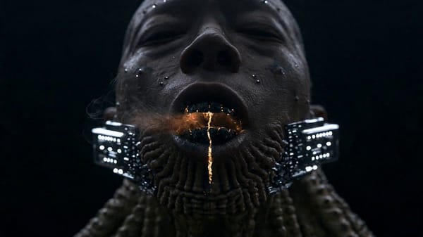 [REFERENCES] @Image1 is the opening frame — afrofuturist shaman, head tilted back, eyes closed,…