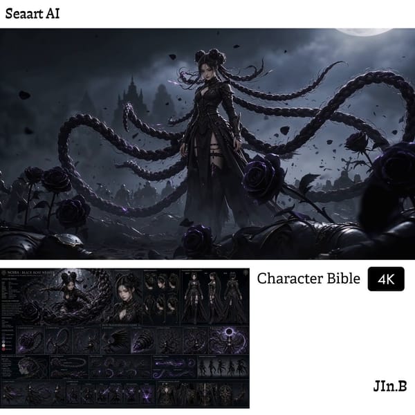 Dark fantasy anime action, gothic combat cinematic, ultra-detailed, heavy VFX spectacle prompt…