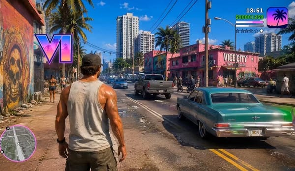 "AAA open-world third-person gameplay inspired by GTA VI, set in a vibrant Vice City-style trop…