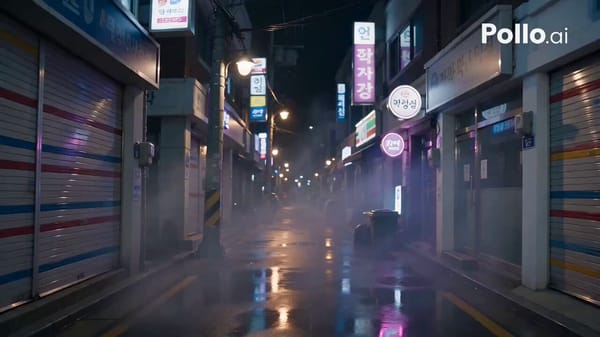 Ultra-cinematic K-pop music video in Seoul at night. A beautiful young Korean girl performs pro…