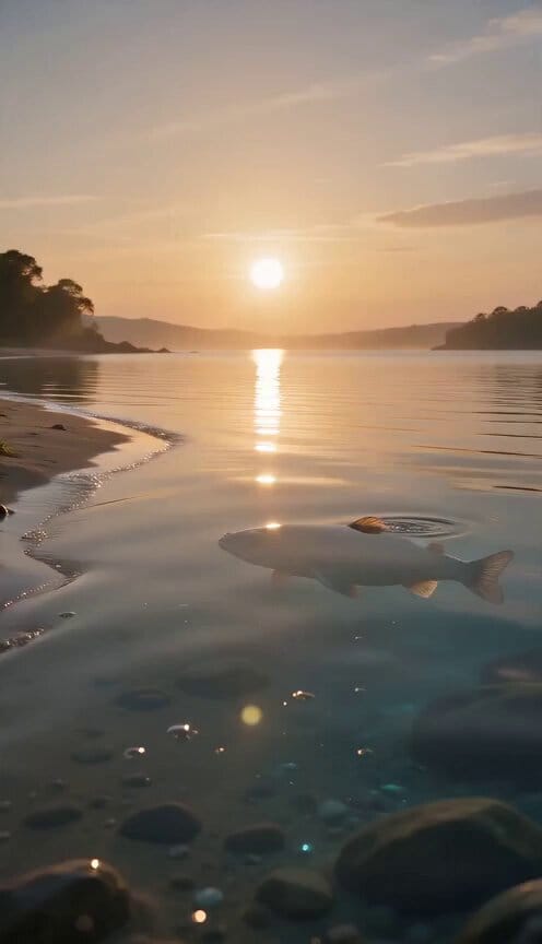 Duration: 15 seconds A single uninterrupted cinematic shot begins at sunrise on a prehistoric s…