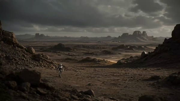 [CINEMATIC SETUP] Cinematic sci-fi short, lonely contemplative tone shifting to quiet wonder, desat… prompt example