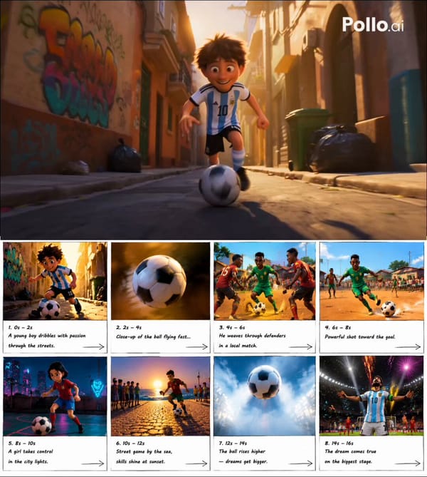 Pixar-style animated cinematic football commercial, vibrant colors, ultra-realistic lighting, F…