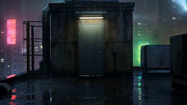 Ultra-cinematic 10-second action sequence, no reference images. A skilled female rooftop courie…