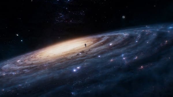 15-second ultra-cinematic cosmic fantasy transformation sequence at the edge of the observable…