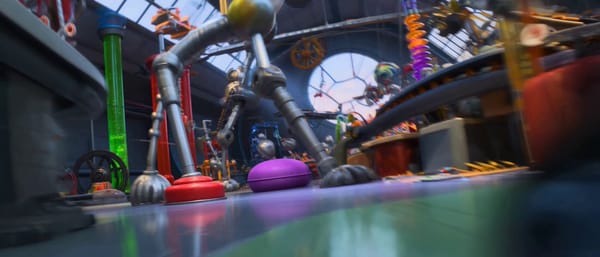 Style: High-quality, vibrant 3D animated cartoon (Pixar/Illumination style). Frantic pace, squa…