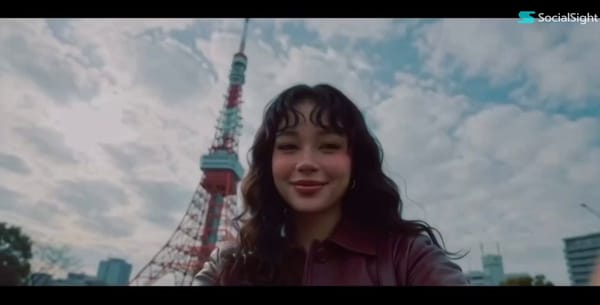 Create a 10-second cinematic travel vlog montage. Use the uploaded woman’s face consistently th…