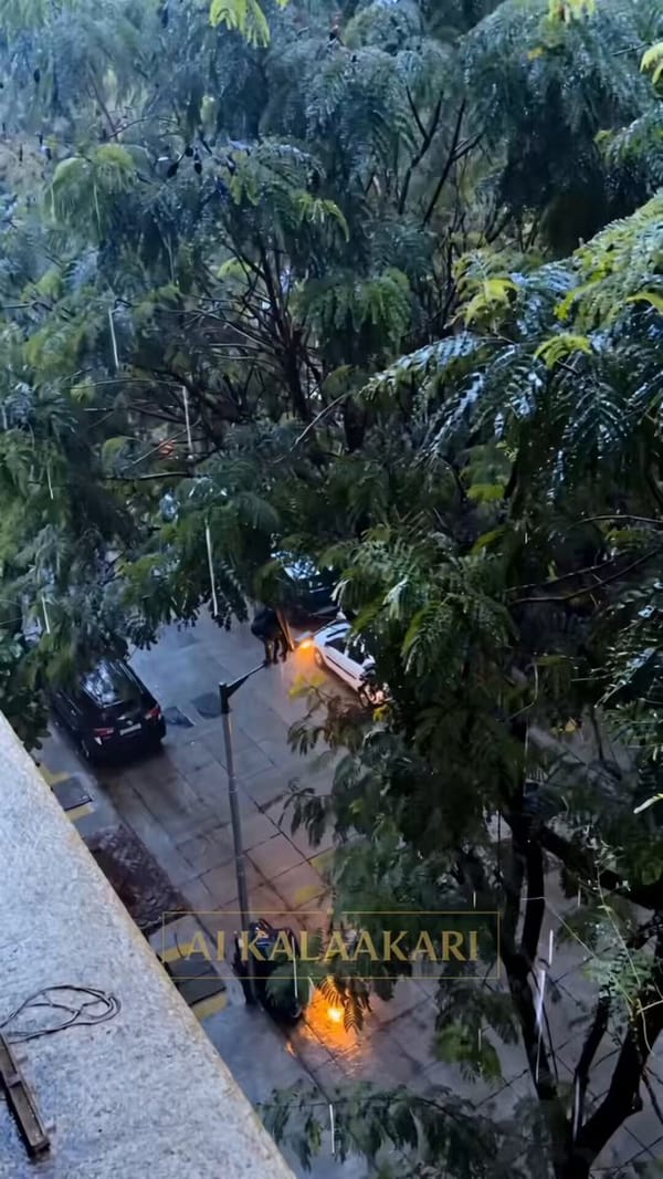 Video edit, ultra-realistic. Handheld camera slowly zooming in on the tall L-shaped street ligh…