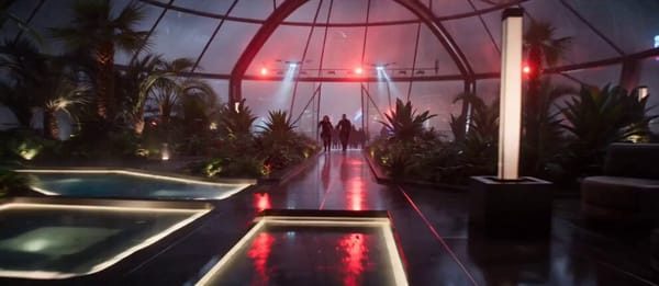 Hyper-realistic cinematic action sequence, 15 seconds Night. Inside a futuristic rooftop glass…