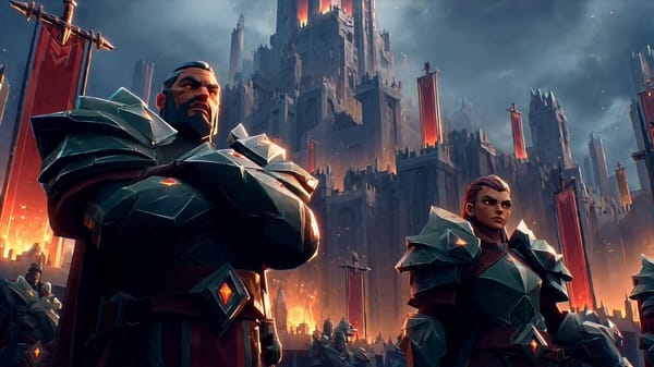 2 powerful figures, leading a massive army to conquer the world. prompt preview