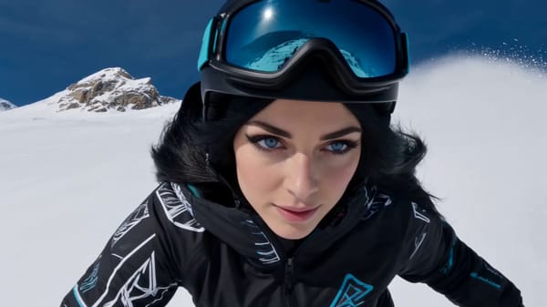 Create a hyper-cinematic 15-second continuous single-take extreme snowboarding video. REFERENCE…