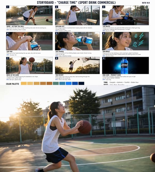 Act as an award-winning commercial director. Build a 15s premium ad. Product: "KYRO" — a transparen… prompt example
