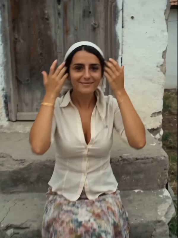 Main Subject: Young Turkish woman, early 20s, native Anatolian appearance. Naturally beautiful…