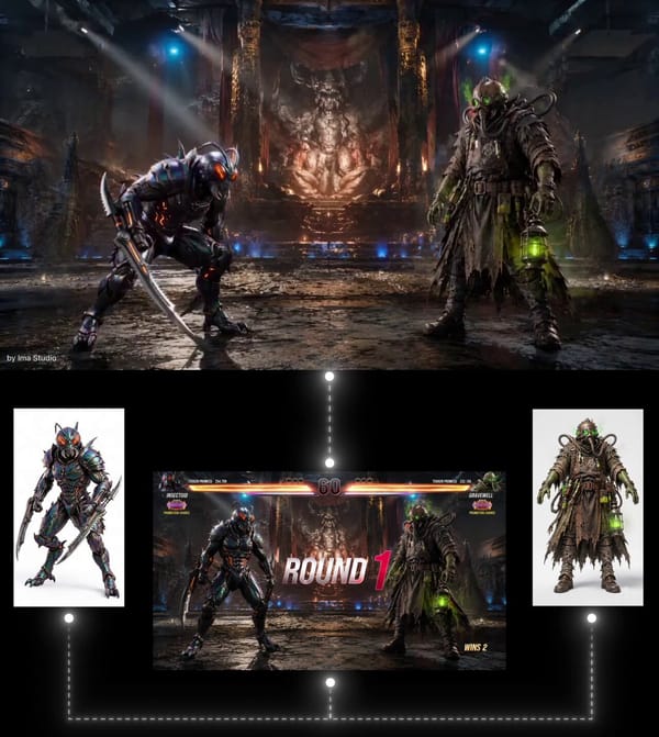 Tekken 8 style fighting game cinematic, 15 second sequence. 0-3s: Arena scene visible from the…